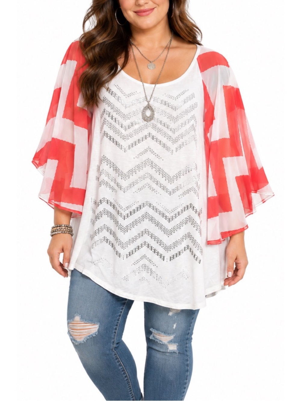 Vocal Vocal Chevron Dolman Blouse size XL